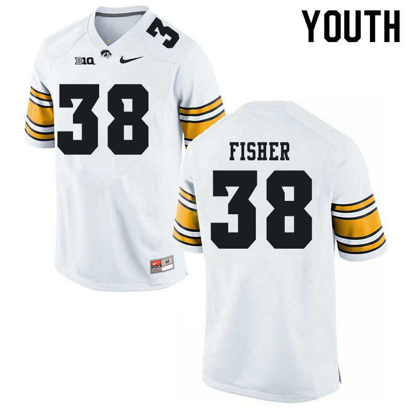 Youth #38 Jake Fisher Iowa Hawkeyes College Football Jerseys Sale-White - Click Image to Close